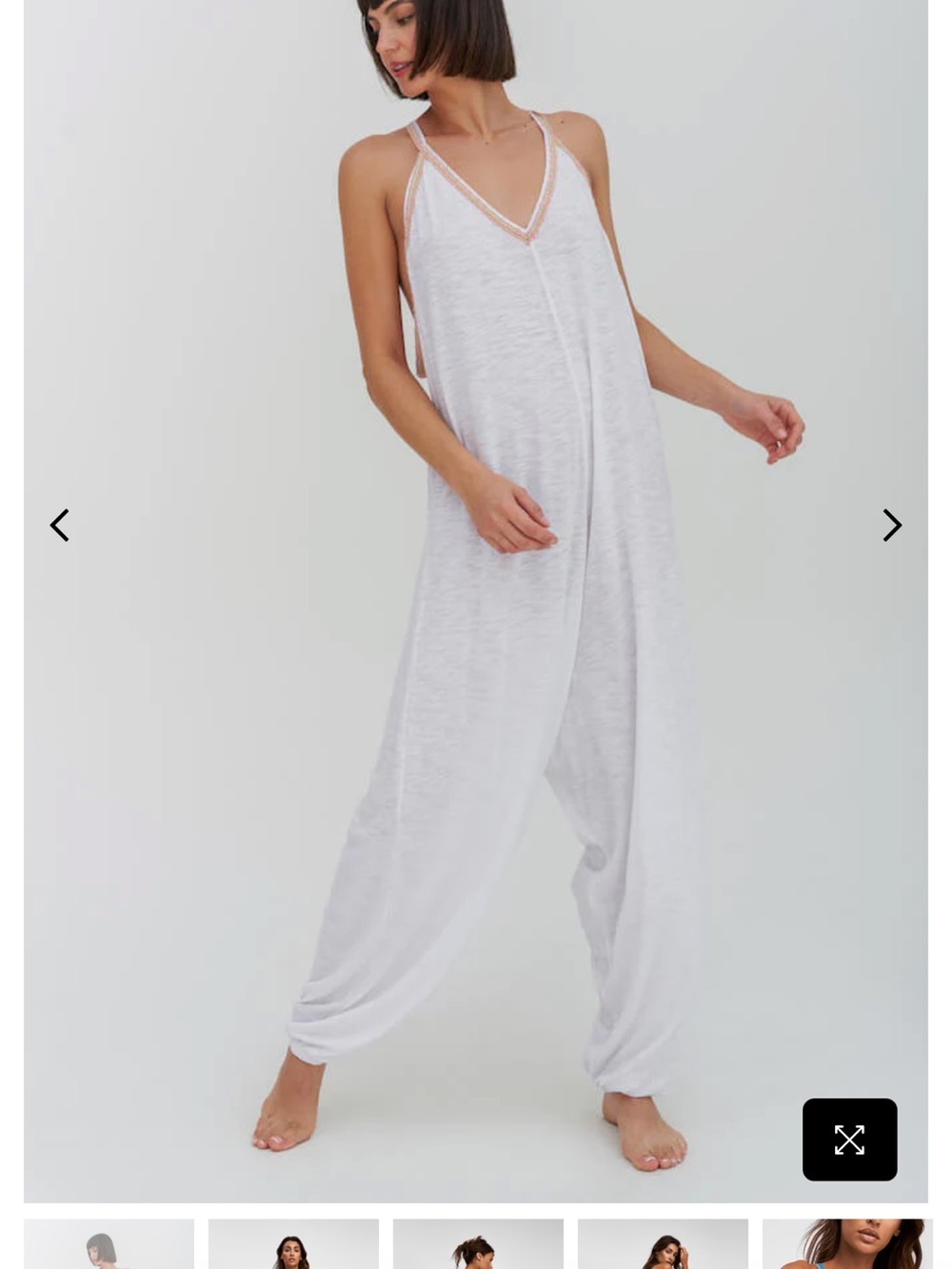 NWT Pitusa White Breezy Wide-Leg Jumpsuit with Coral Trim